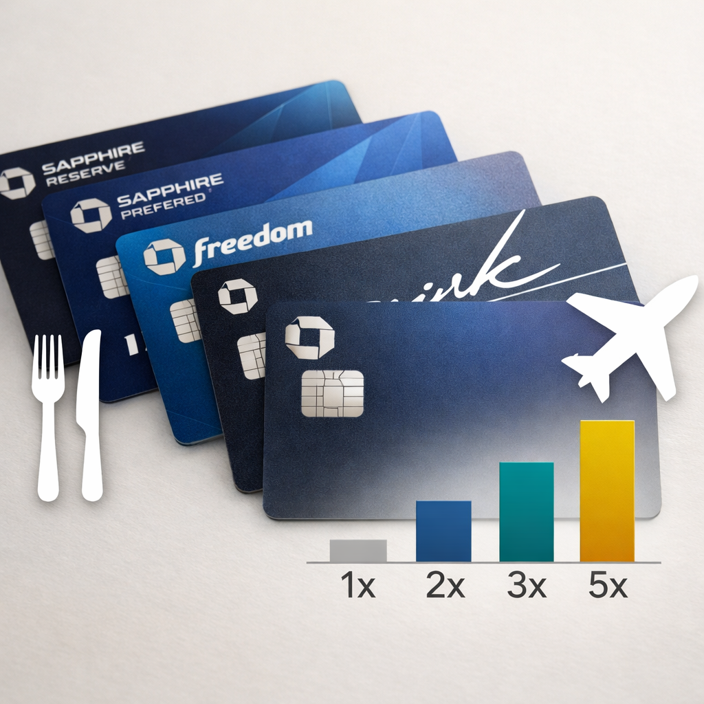 Chase dining and travel bonus categories: compare multipliers across cards