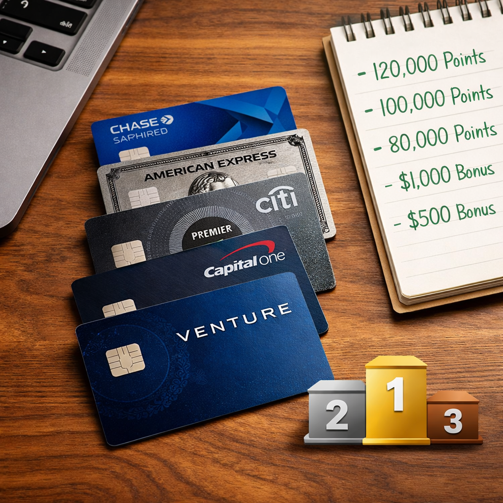 Top issuer points credit cards with generous welcome bonuses, ranked
